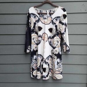 Honeyme Black White Paisley Dress